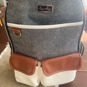 Itzy Ritzy Black, White, and Brown Diaper Backpack